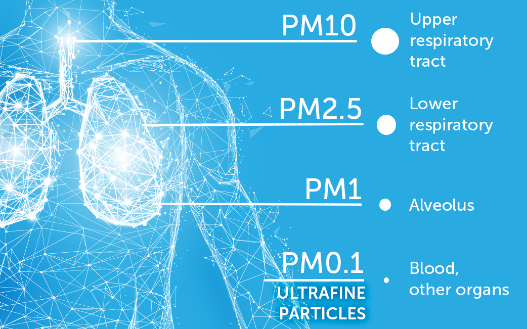 Particle size effects on health